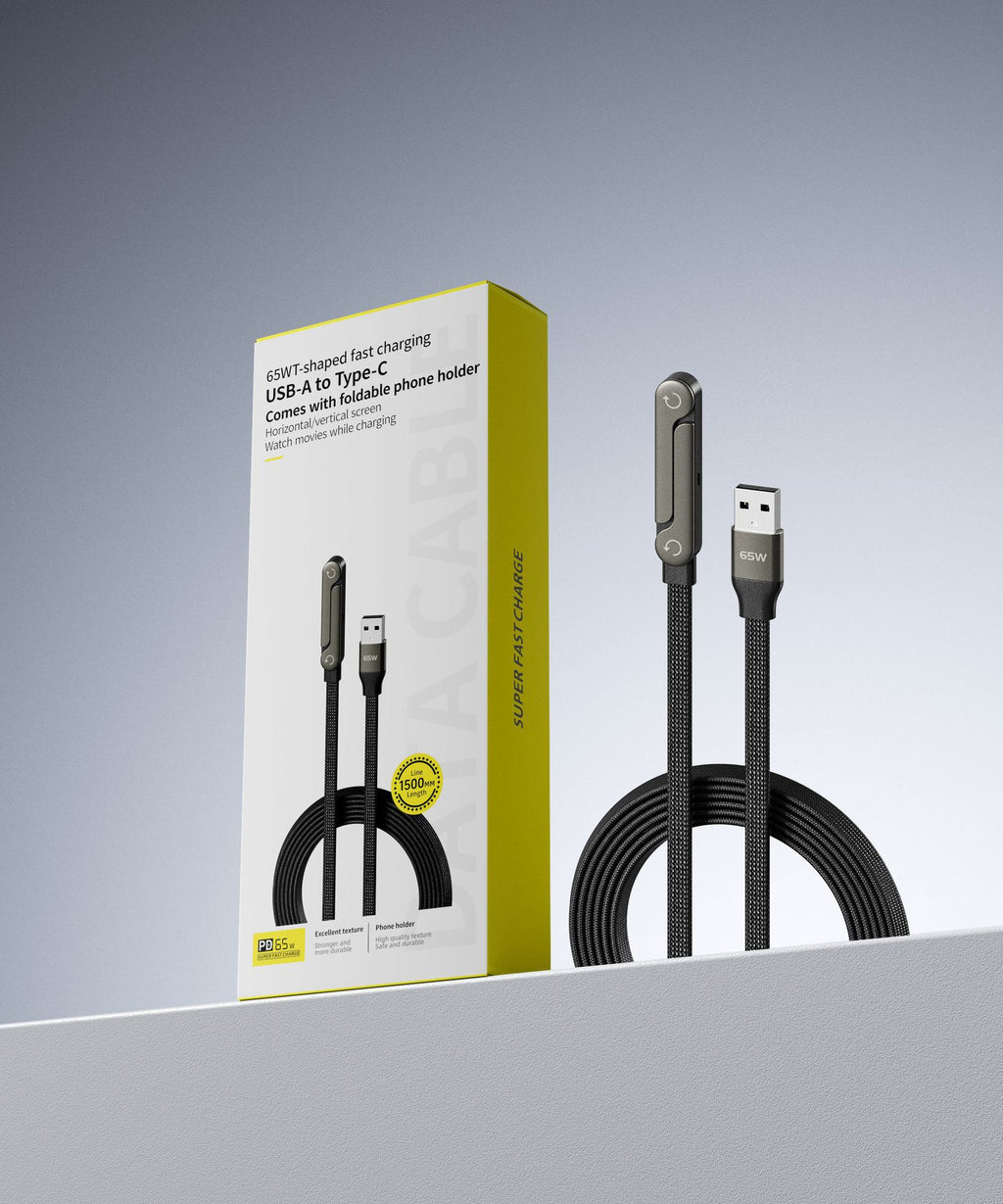 Fast Charging Foldable Bracket 2-in-1 Data Wire Foldable Phone Tablet Stand Type-C To Type-C USB-A To Type-C - Beuti-Ful
