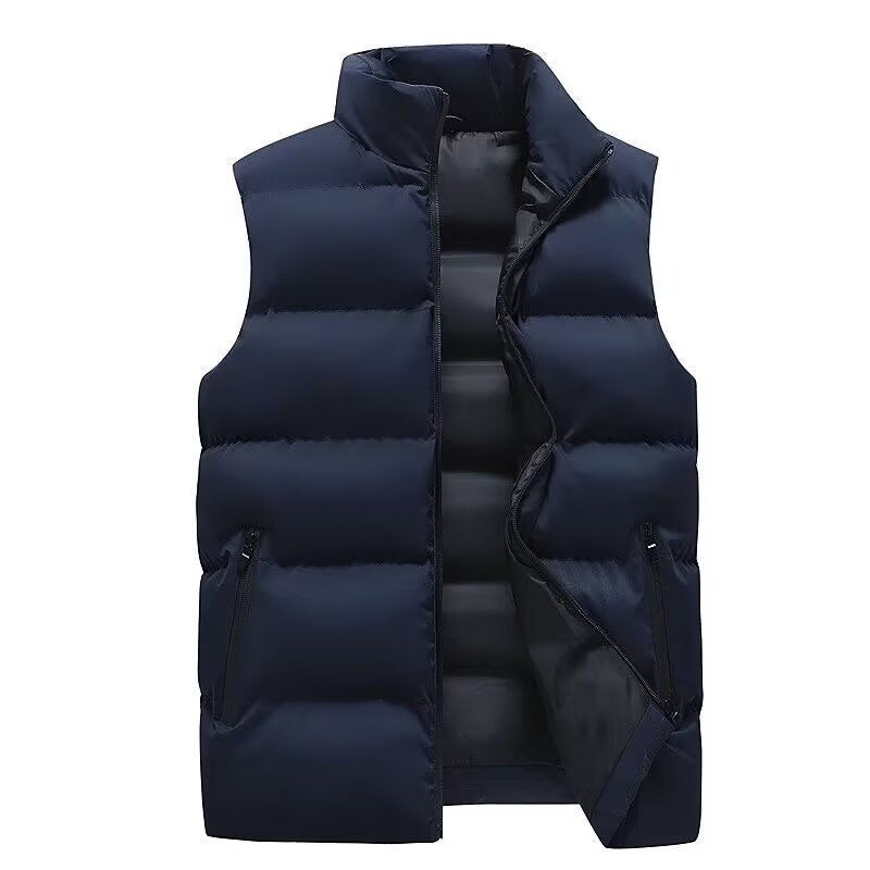 Stand Collar Slim-fit Zipper Cardigan Casual Winter Thickened Vest Jacket Cotton