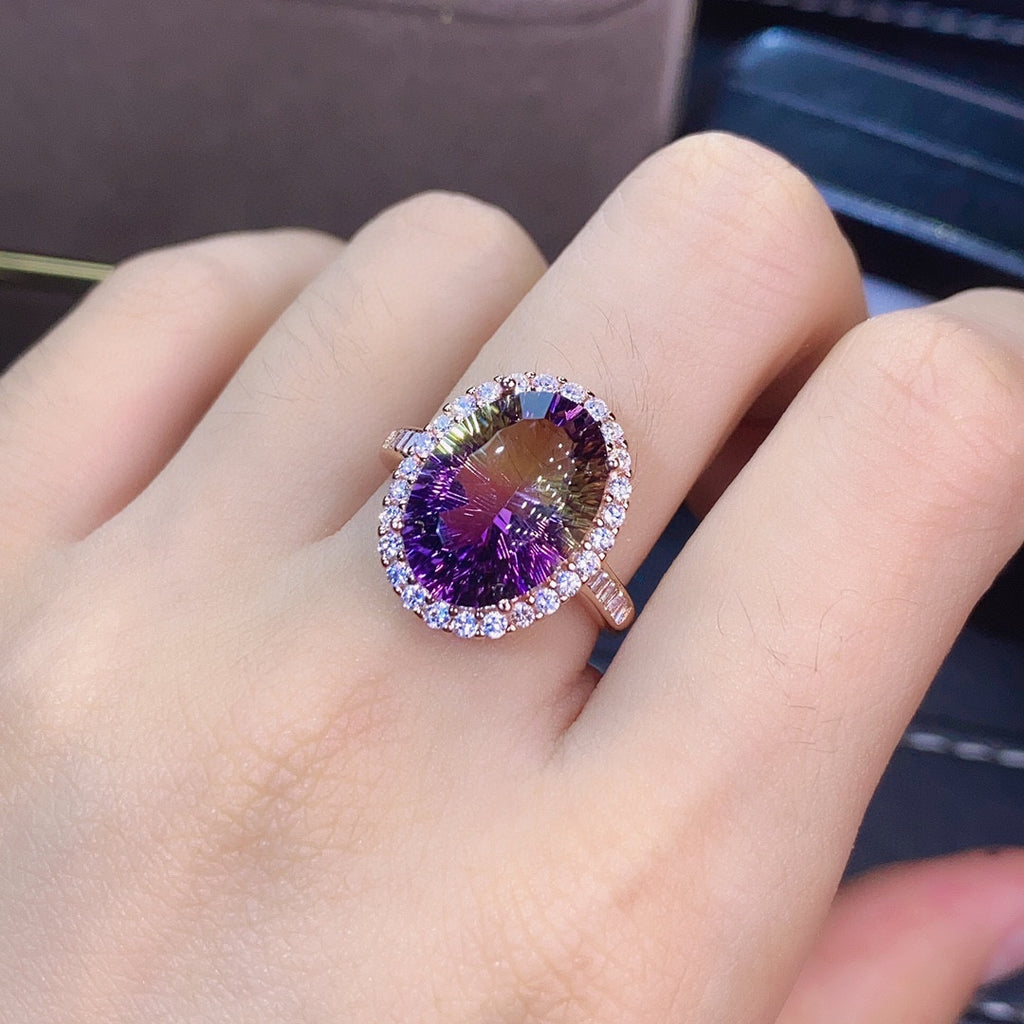 Amethyst Ring Pendant Set With Millennium Cut Crystals - Beuti-Ful
