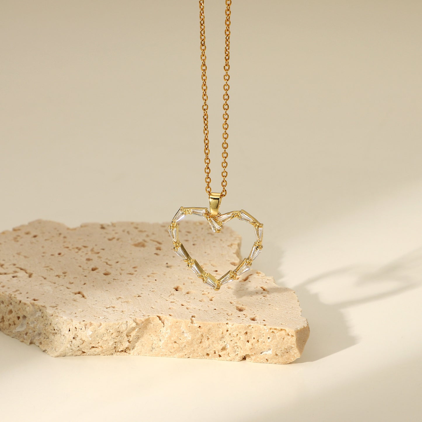 Women's Stainless Steel Triangle Heart-shaped Zircon Pendant Necklace - Beuti-Ful