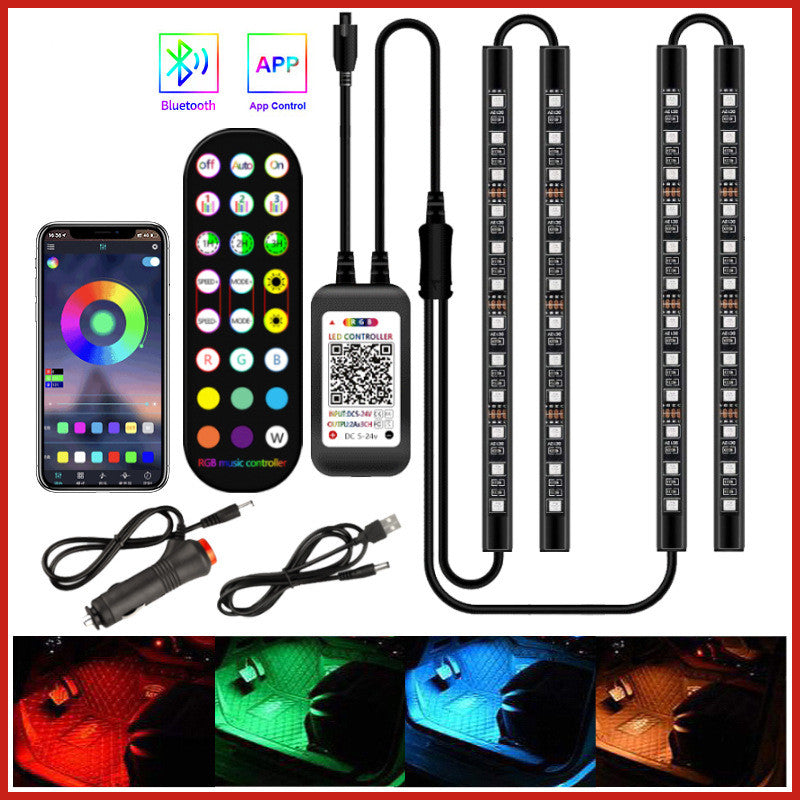 Styling Decorative Lamp LED Car Interior Light Waterproof Ambient Lamp Of Wireless Remote Music Control Car RGB Strip Lights - Beuti-Ful