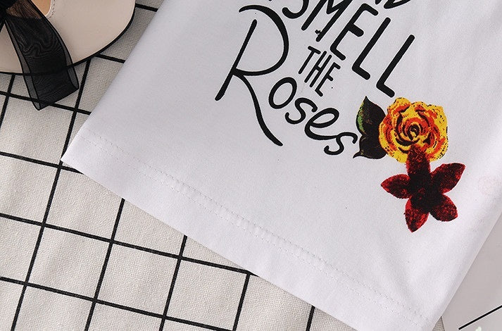 Kids Clothes White T-shirt Denim Skirt 2pcs Girls Suits - Beuti-Ful