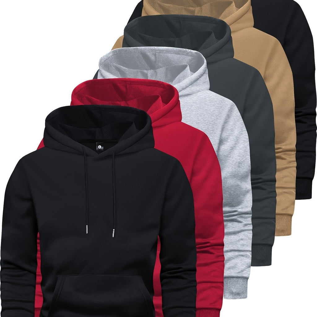 6-Piece Men's Long-sleeved Solid Color Hooded Sweaters