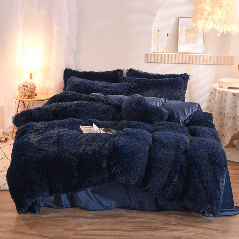 Luxury Thick Fleece Duvet Cover Queen King Winter Warm Bed Quilt Cover Pillowcase Fluffy & Plush - Beuti-Ful