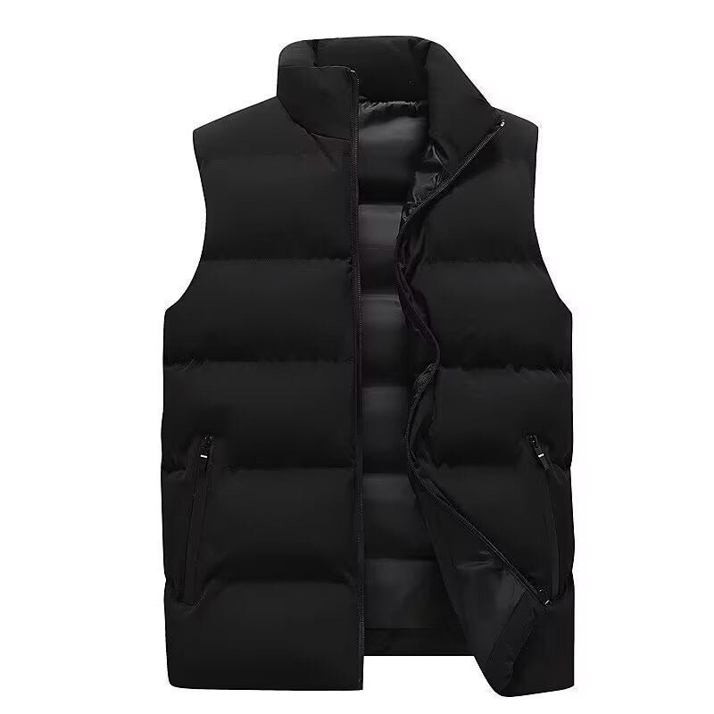 Stand Collar Slim-fit Zipper Cardigan Casual Winter Thickened Vest Jacket Cotton