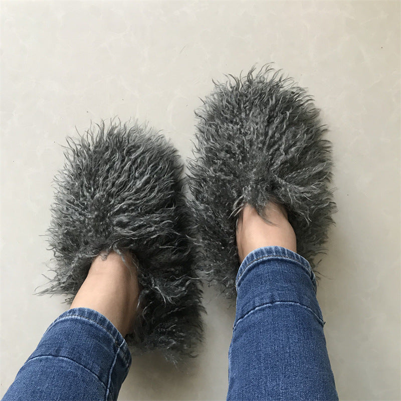 Imitation Tan Sheep Maomao Warm Women's Cotton Slippers Snow Boots - Beuti-Ful