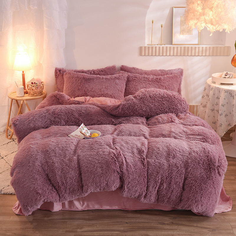 Luxury Thick Fleece Duvet Cover Queen King Winter Warm Bed Quilt Cover Pillowcase Fluffy & Plush - Beuti-Ful