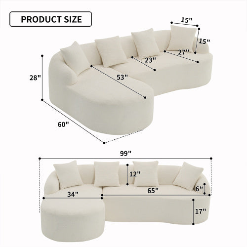 LY-022 GREY COMPRESSION SOFA Chaise Longue With 3-seater,Chenille Fabric, Full Sponge Compression Sofa