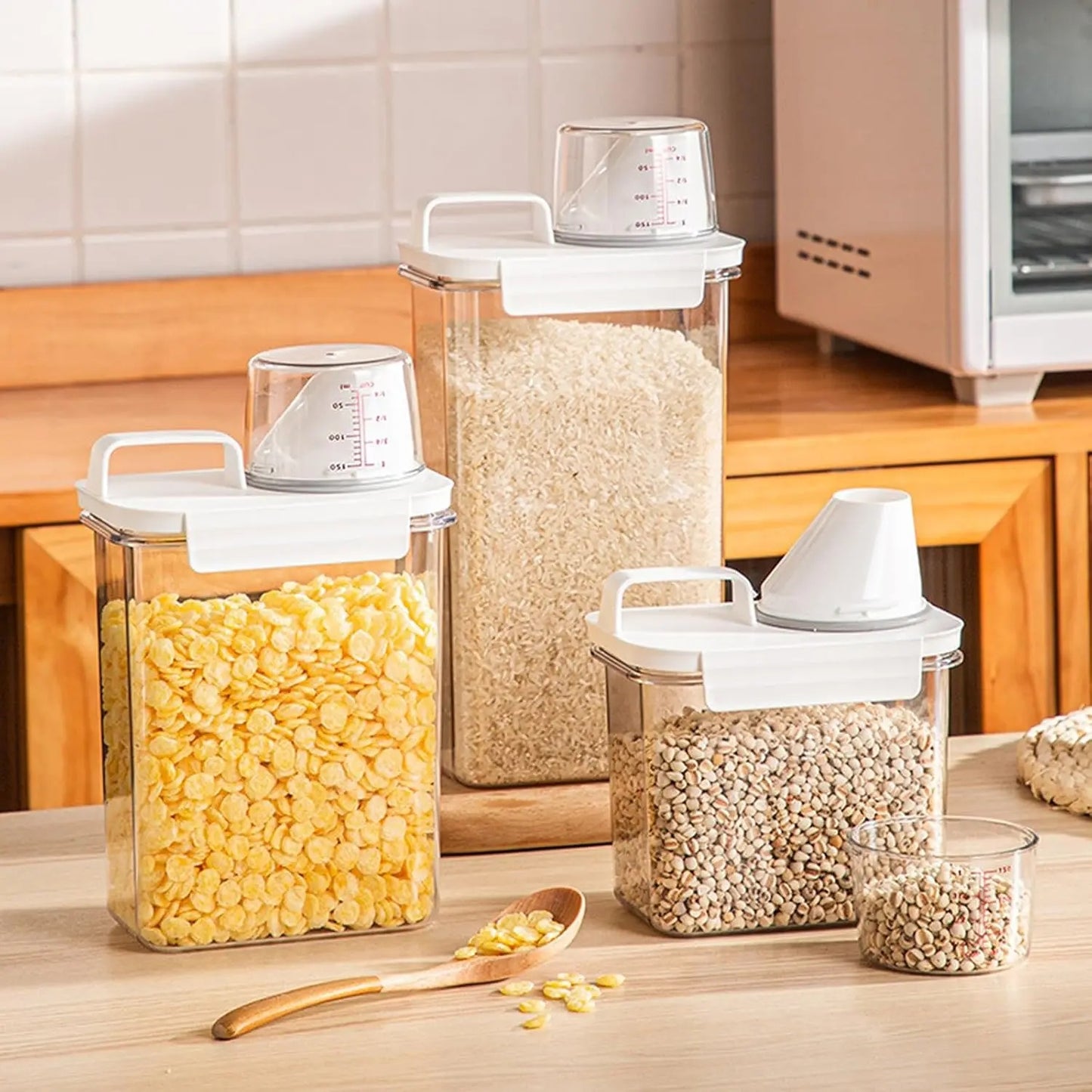 Kitchen Grain Storage Box Moisture-proof And Insect-proof Dry Food Food Preservation Box Container Measuring Cup Kitchen Items