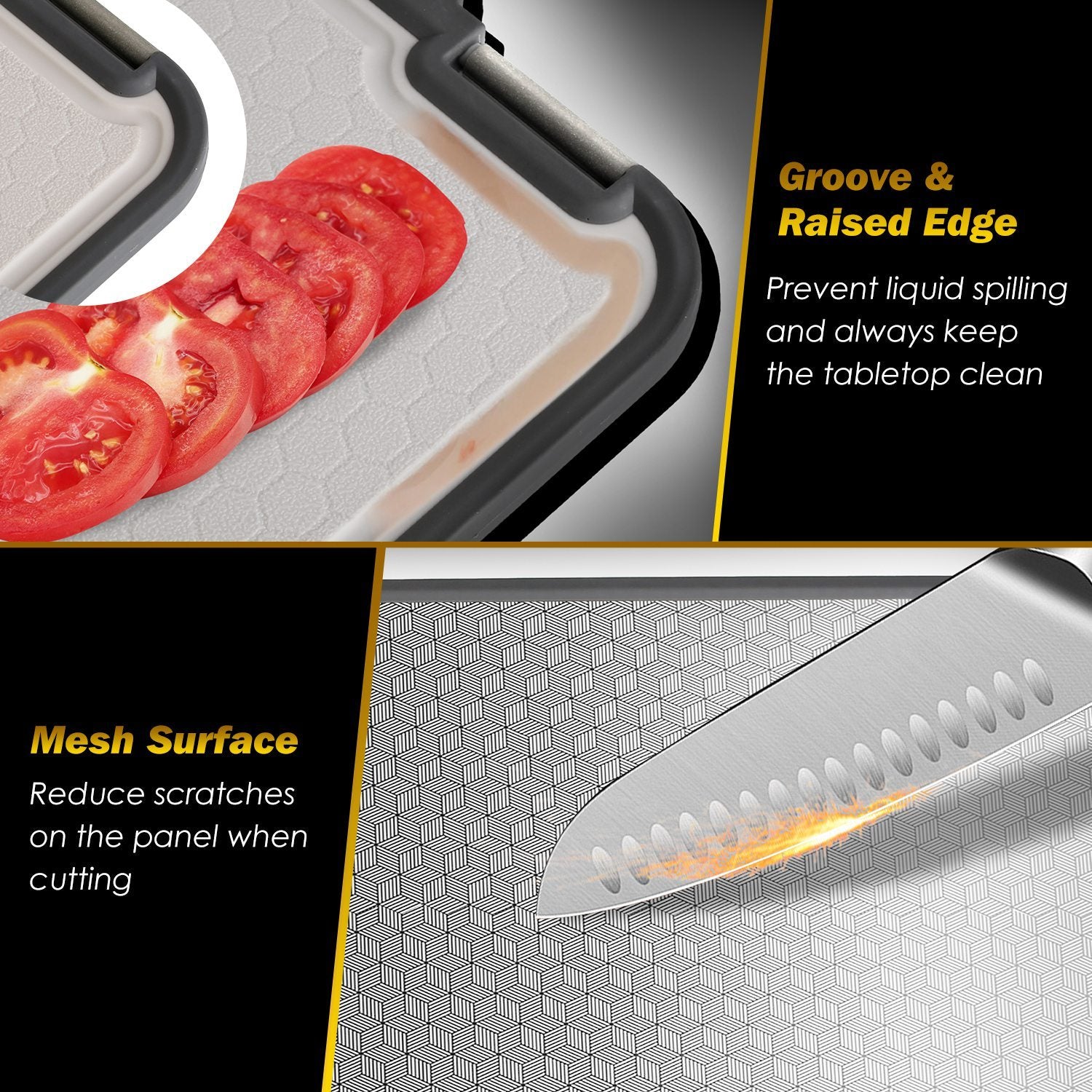 2Pcs Double Sided Cutting Board Stainless Steel Mesh Design With Grinding Zone Knife Sharpener Handle Dishwasher Safe