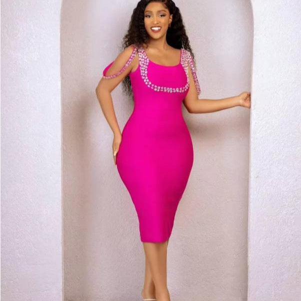 Bandage Heavy Industry Set Diamond Graceful Evening Dress Hip Skirt - Beuti-Ful