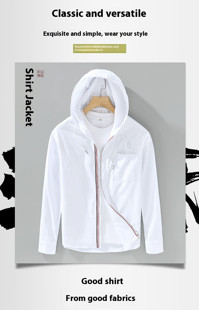 Cotton Hooded Shirt Coat American Casual Men - Beuti-Ful