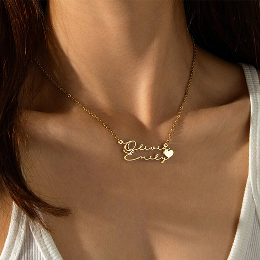 Stainless Steel English Double-layer Pendant Necklace - Beuti-Ful