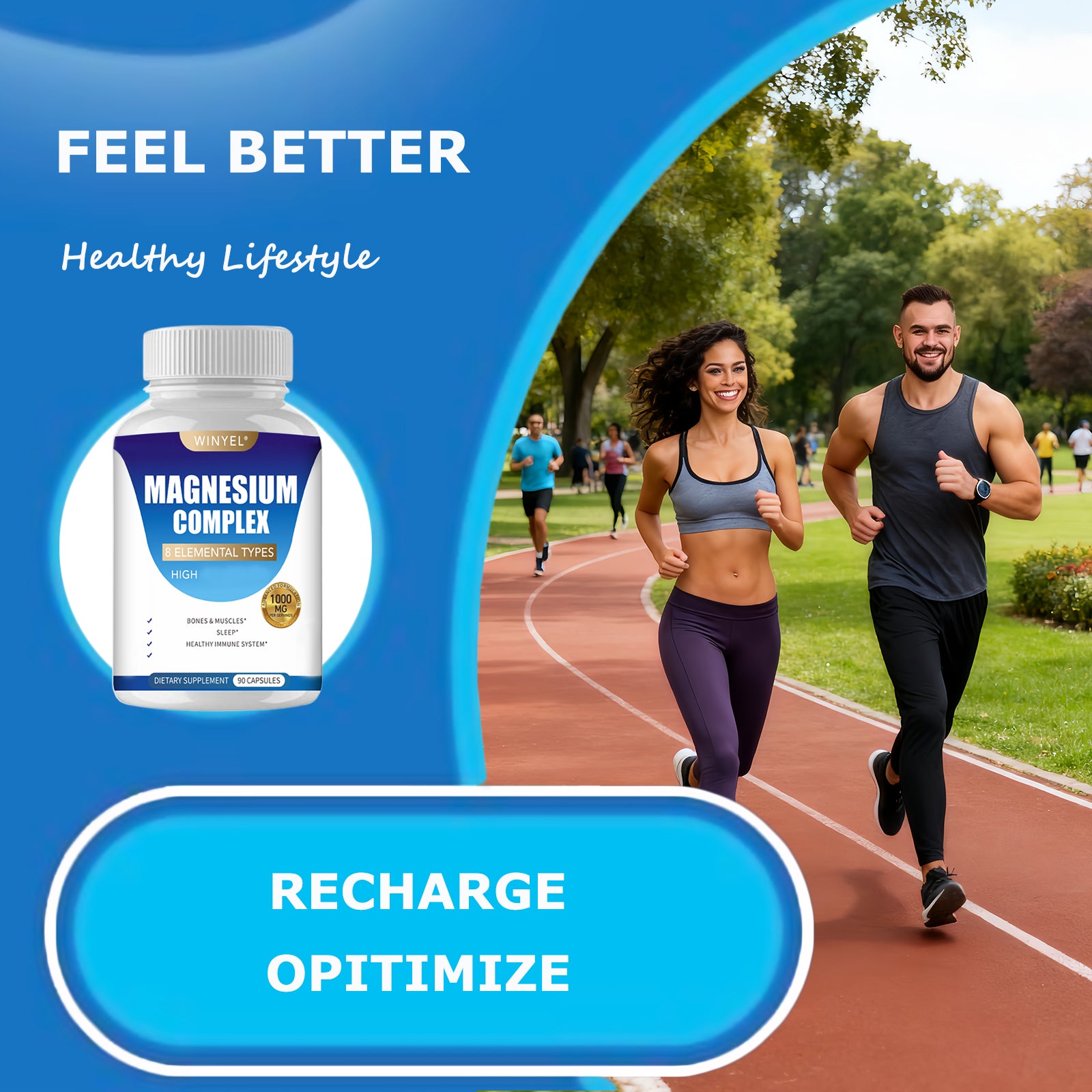 MAGNESIUM COMPLEX Wellness Capsules With Malate & Glycinate And 8 ELEMENTAL MAGNESIUM, Supports Health 90 Capsules, Dietary Supplement. - Beuti-Ful