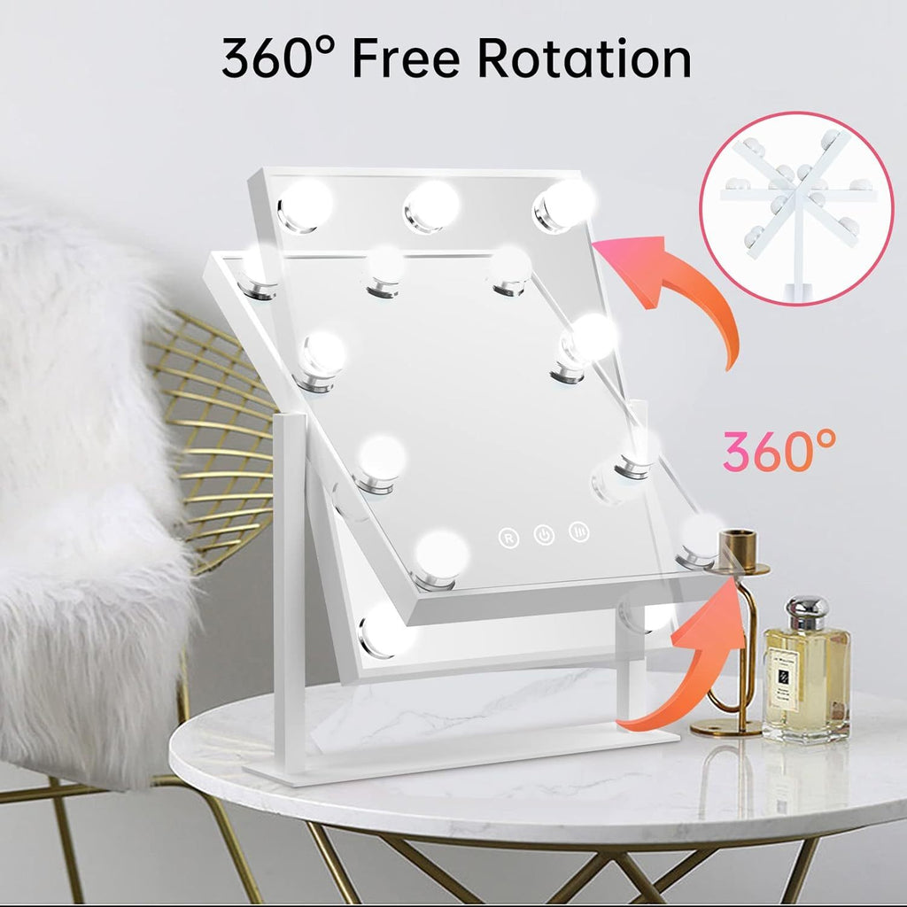 Lighted Makeup Vanity Mirror,  With 9 Dimmable Bulbs And 3 Color Lighting Modes, Smart Touch Control - Beuti-Ful