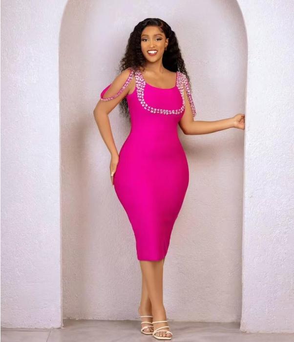 Bandage Heavy Industry Set Diamond Graceful Evening Dress Hip Skirt - Beuti-Ful