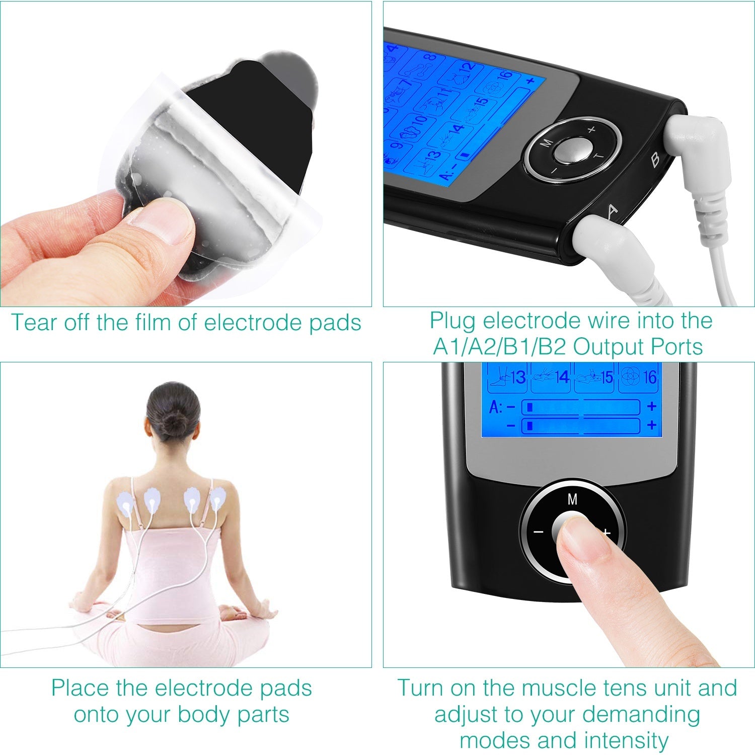 1Pc Rechargeable Tens Unit Machine Impulse Massager 16 Modes Muscle Stimulator