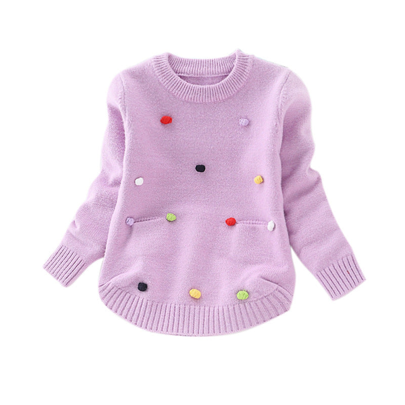 Girls' Round Neck Sweater Kids Korean Version - Beuti-Ful