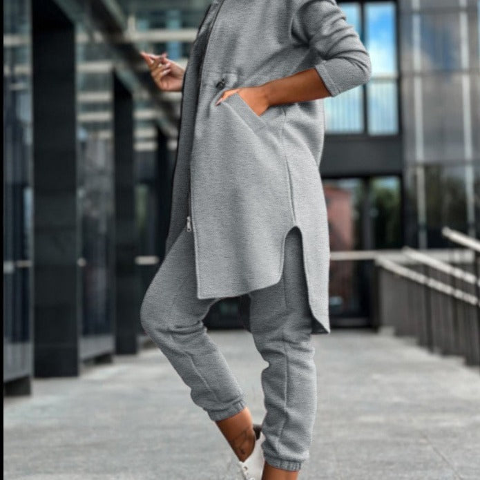 Casual Fleece Hooded Sweater Suit