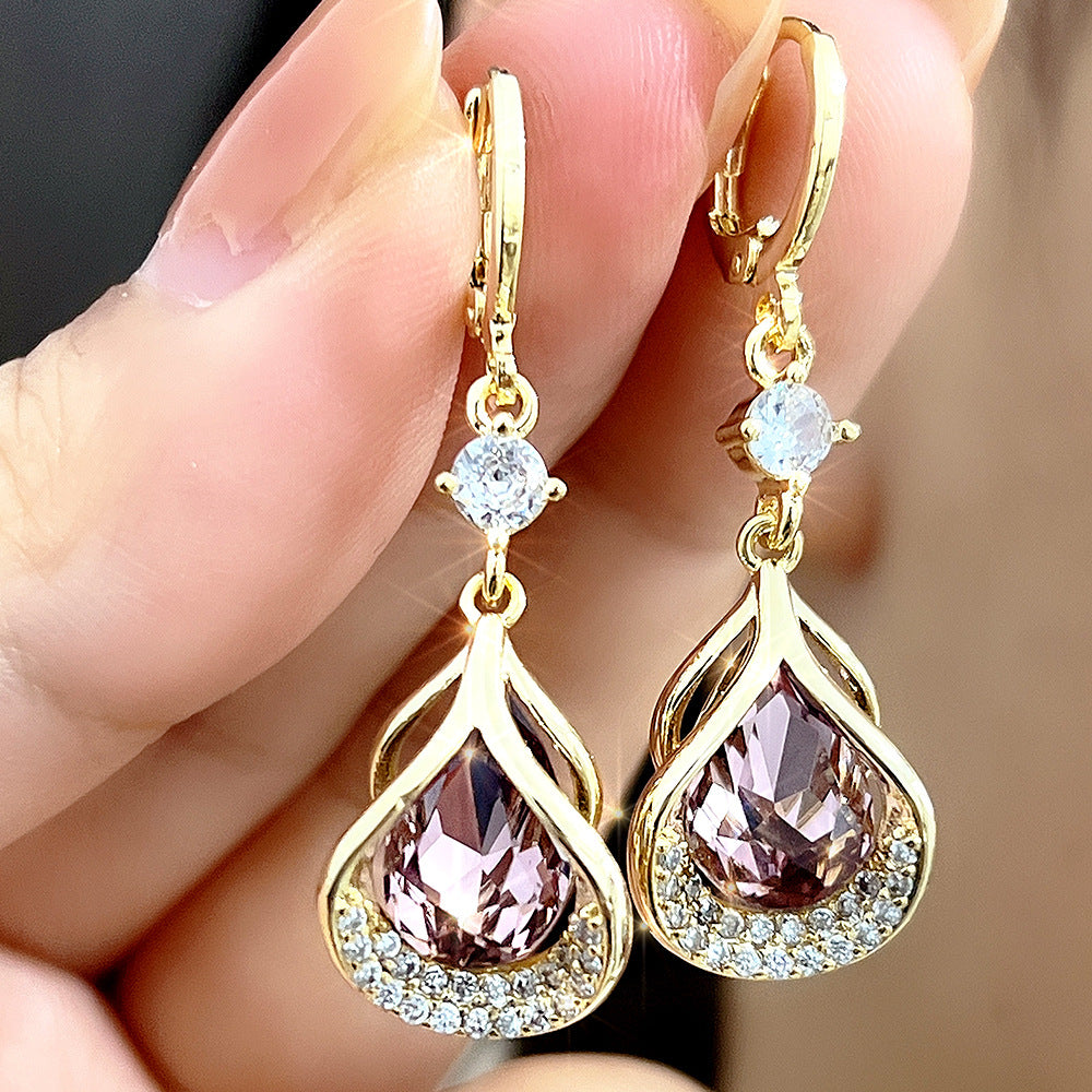 Inlaid Zircon Exquisite Elegant Luxury Light Luxury High-end Earrings - Beuti-Ful