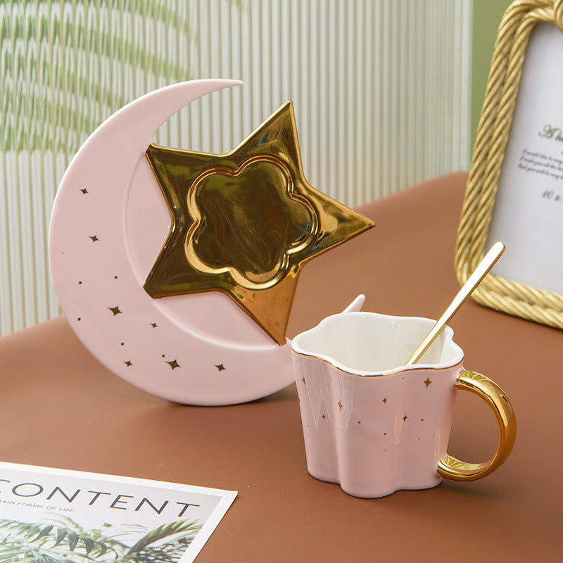 Ceramic Cup With Star And Moon Saucer - Beuti-Ful