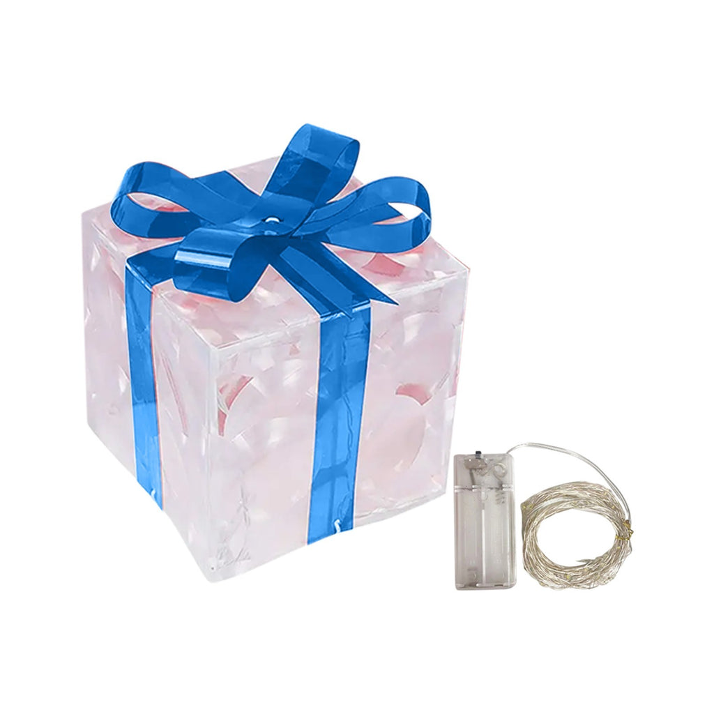 Christmas Glowing Decoration Gift Box Ornament With Bow Outdoor Lighting - Beuti-Ful
