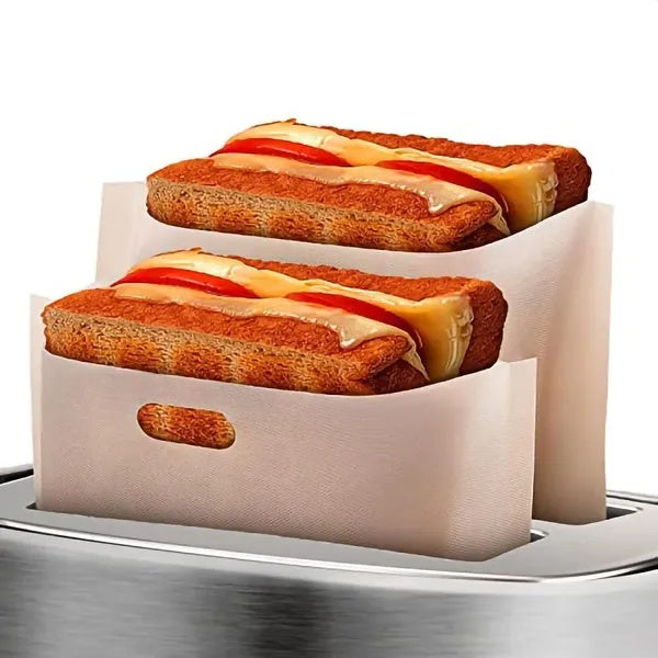 12Pcs Non Stick Toaster Bags Reusable 6.7 X7.5 Inch Grilled Cheese Bags Heat Resistant & Easy To Clean Mess Free