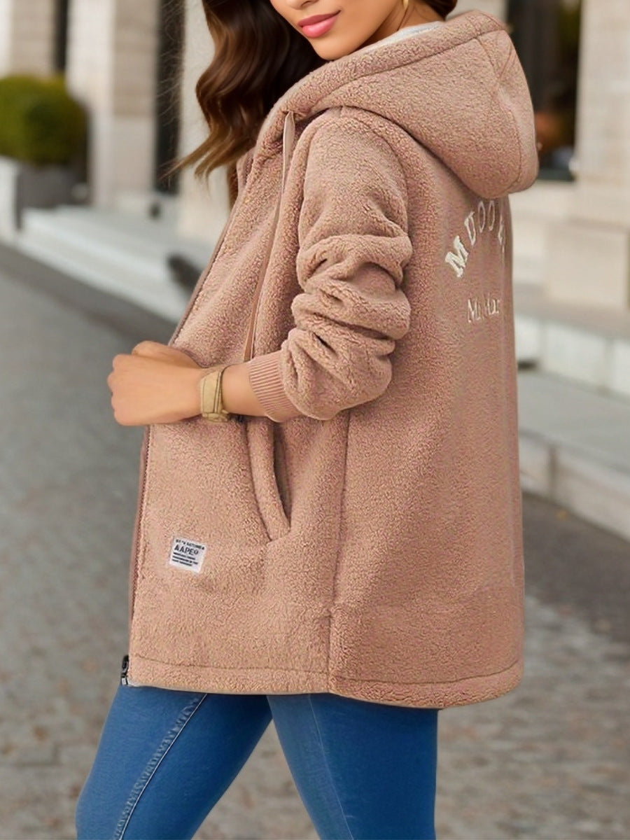 Fleece-lined Mid-length Cashmere Hoodie - Beuti-Ful