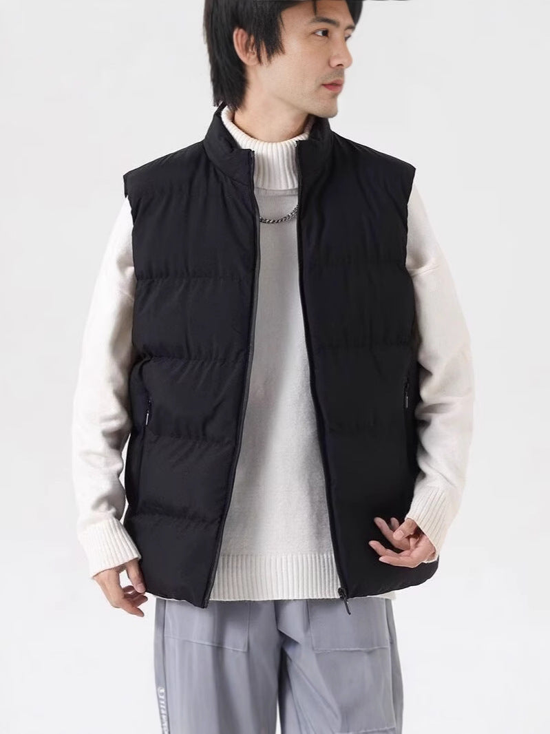 Stand Collar Slim-fit Zipper Cardigan Casual Winter Thickened Vest Jacket Cotton