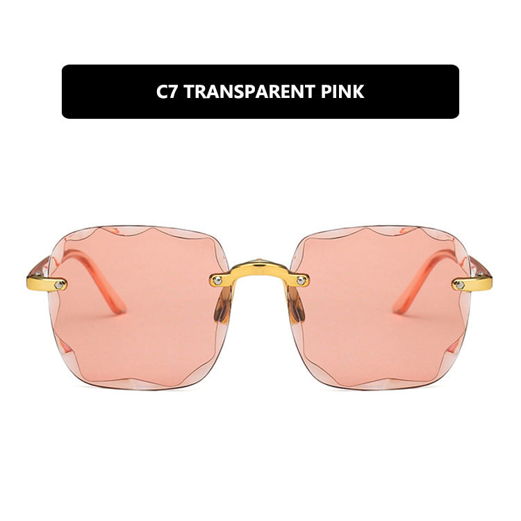 Square Sunglasses Trimmed Frameless Tide Large Rim Sunglasses - Beuti-Ful