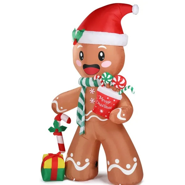 7.9 FT Lighted Christmas Inflatable Decoration, Inflatable Gingerbread Man Outdoor Decoration - Beuti-Ful