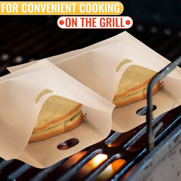 12Pcs Non Stick Toaster Bags Reusable 6.7 X7.5 Inch Grilled Cheese Bags Heat Resistant & Easy To Clean Mess Free
