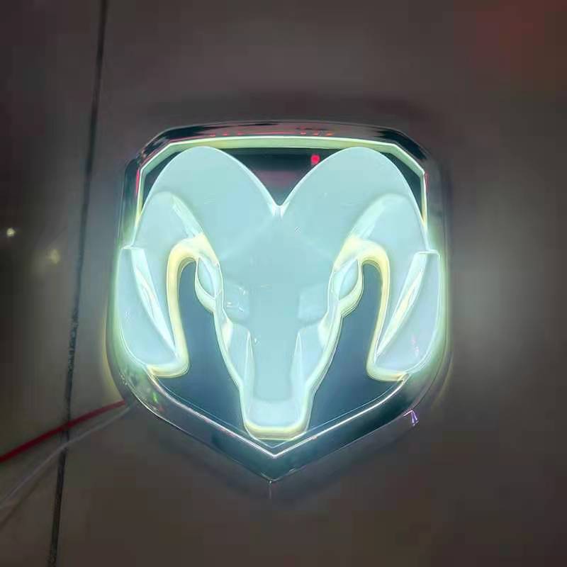 LED Luminous With Light Modified Ram Tail Logo Car Head Logo - Beuti-Ful