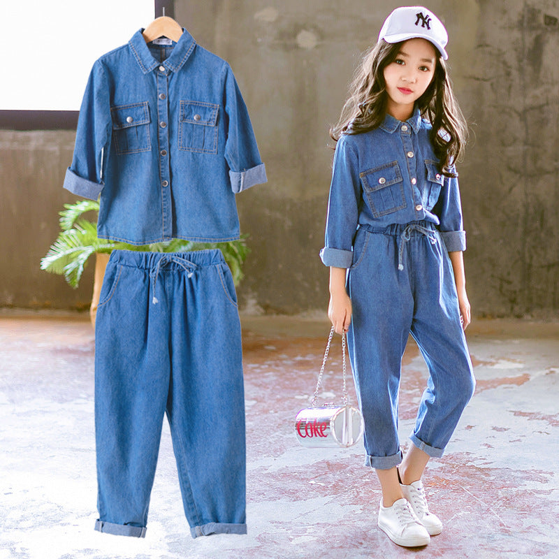 Two-piece Spring And Autumn Girl Big Cowboy Suit