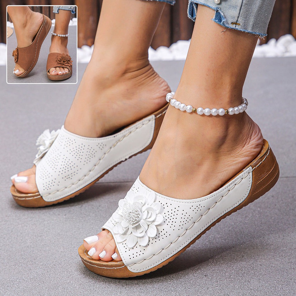 Flower Wedges Sandals Summer Fashion Retro Hollow Sandals