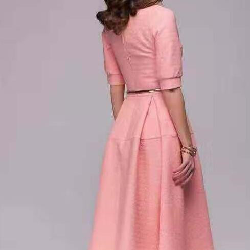 Round Neck Medium Sleeve Puffy Skirt - Beuti-Ful