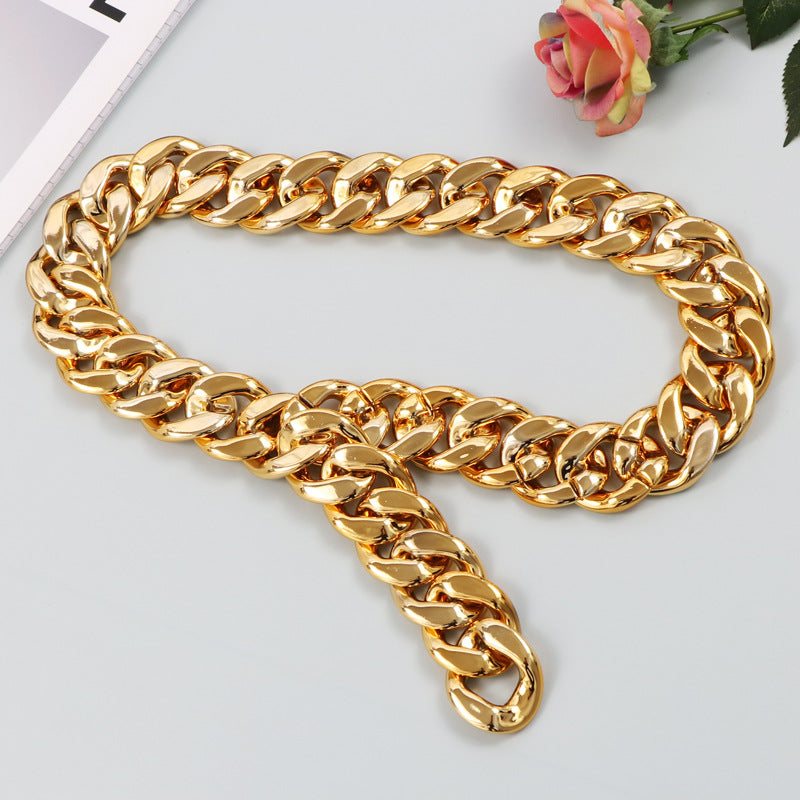 Metal Gold Thick Chain Wide Waist Chain