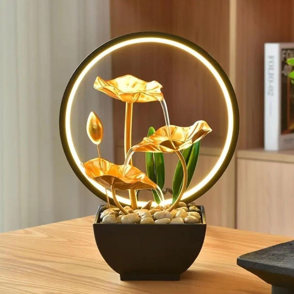 Flowing Water Ornaments Circulating Amp Ring Living room Night Light Decoration - Beuti-Ful