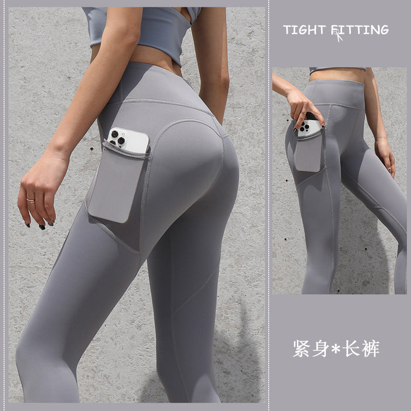 Gym Sport Seamless Leggings With Pockets Push Up High Waist Pants - Beuti-Ful