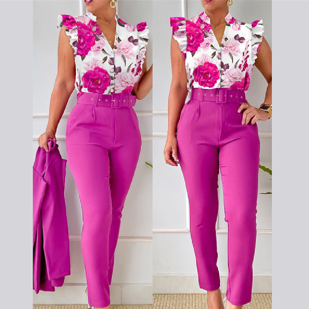 Women's Floral Vest Suit - Beuti-Ful