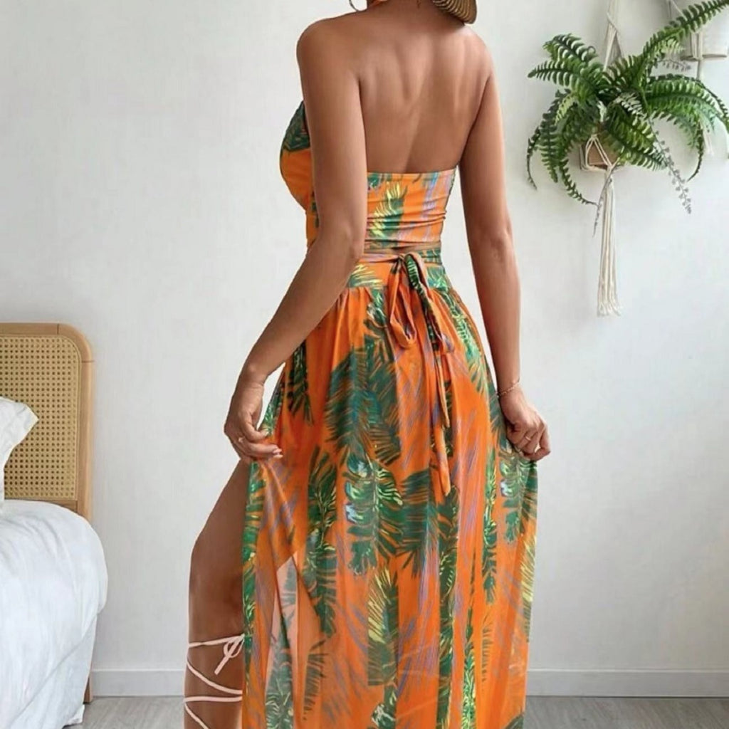 Blouse Gauze Skirt Three Piece Swimsuit Women's Printed - Beuti-Ful