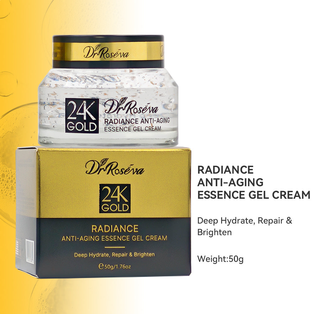 DR.ROSEVA 5Pcs 24K Gold Radiance Luxury Set Brightening & Firming Skincare Gift Box With Hyaluronic Acid Niacinamide Serum