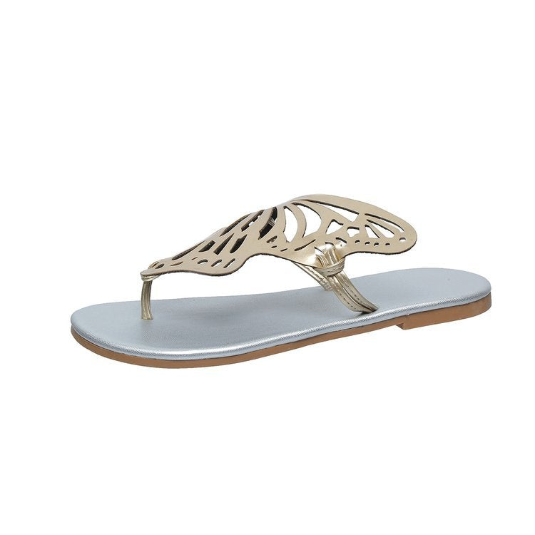 Butterfly Flip-Flops Summer Sandals For Women Casual Beach Shoes New Low Heel Flat Slides Slippers
