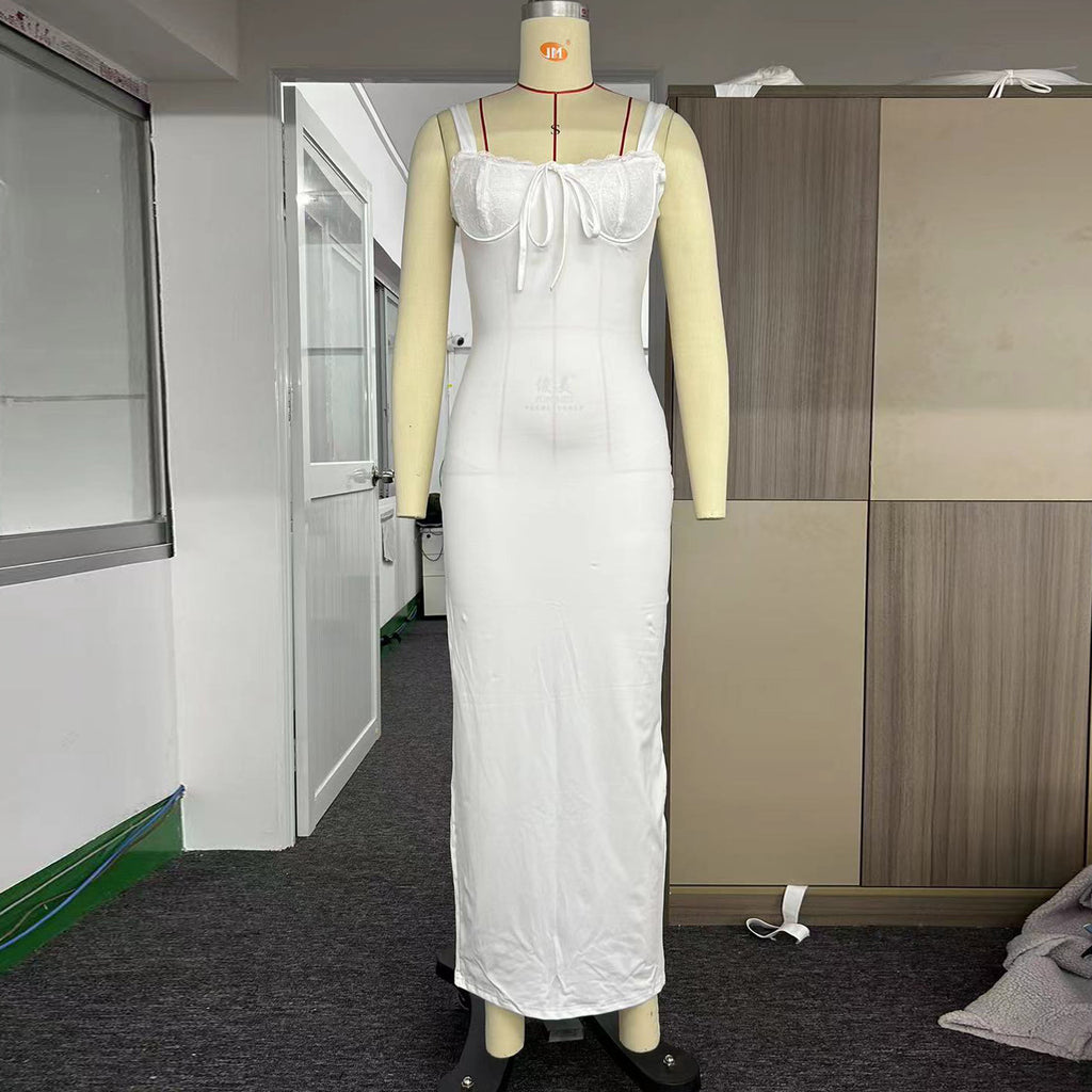 Women's Lace Slim Fit Patchwork Dress - Beuti-Ful