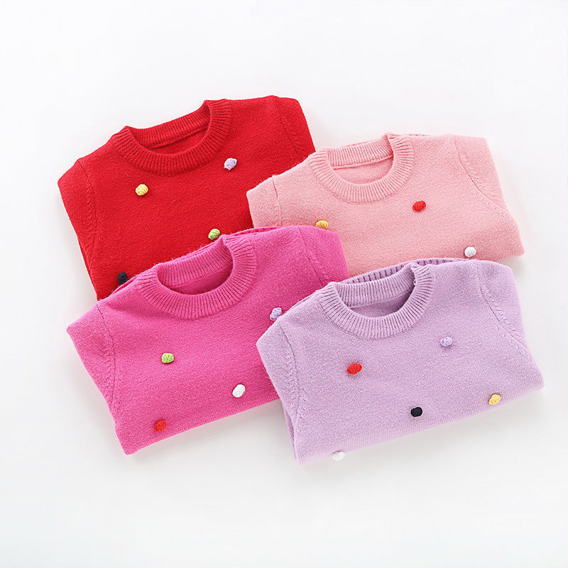 Girls' Round Neck Sweater Kids Korean Version - Beuti-Ful