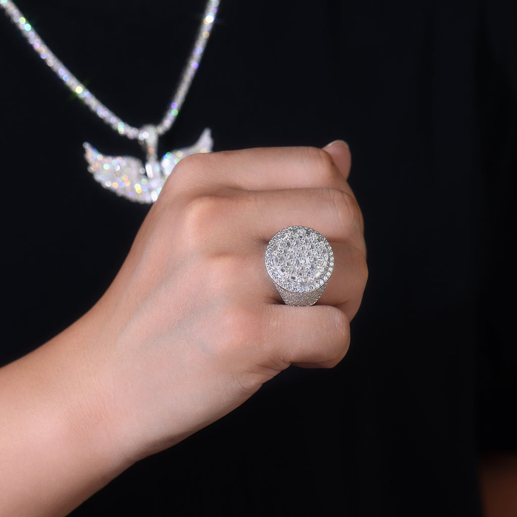 Men's Ring, Diamond Ring With Top-quality Moissanite S925 Silver  Platinum-plated. The Ring Can Be Inspected With A Diamond Pen