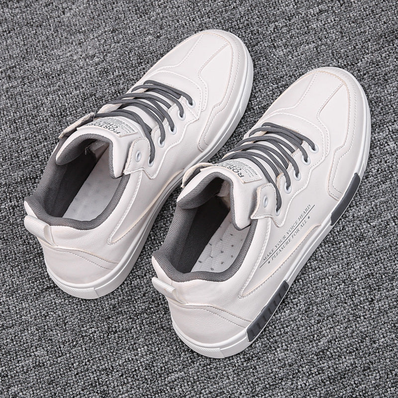 Fashionable High-top Leather Panel Shoes All-match Sports - Beuti-Ful