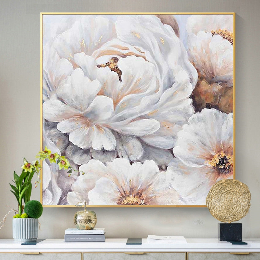 Frameless White Flower Wall Art Oil Painting - Beuti-Ful