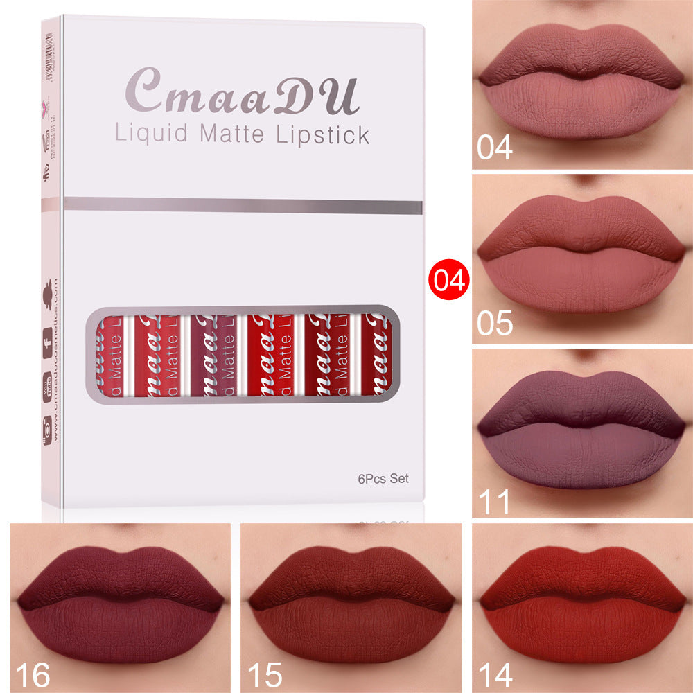 6 Boxes Of Matte Non-stick Cup Waterproof Lipstick Long Lasting Lip Gloss - Beuti-Ful