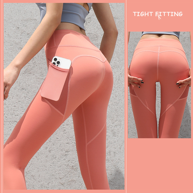 Gym Sport Seamless Leggings With Pockets Push Up High Waist Pants - Beuti-Ful